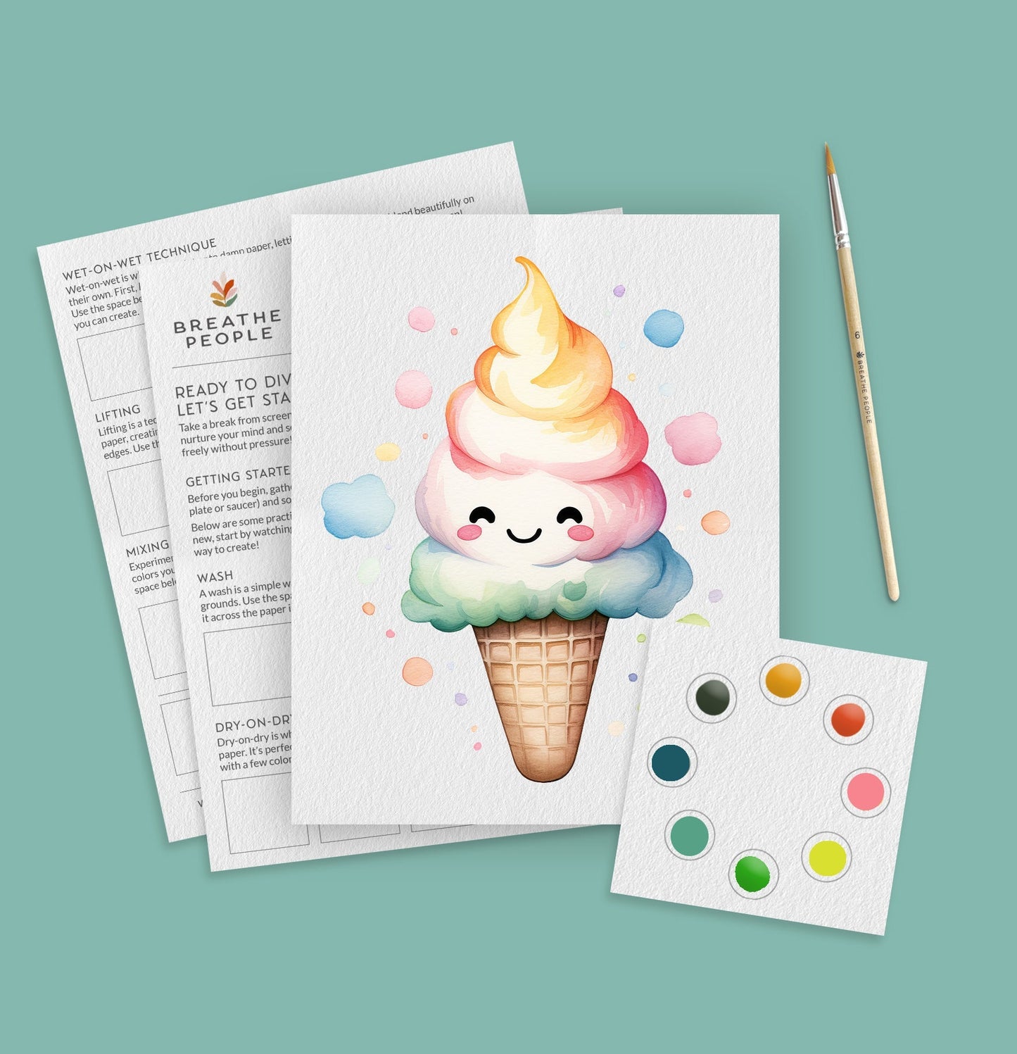 Kids Watercolor Party Kit Bundle All-in-One No Prep Birthday Activity