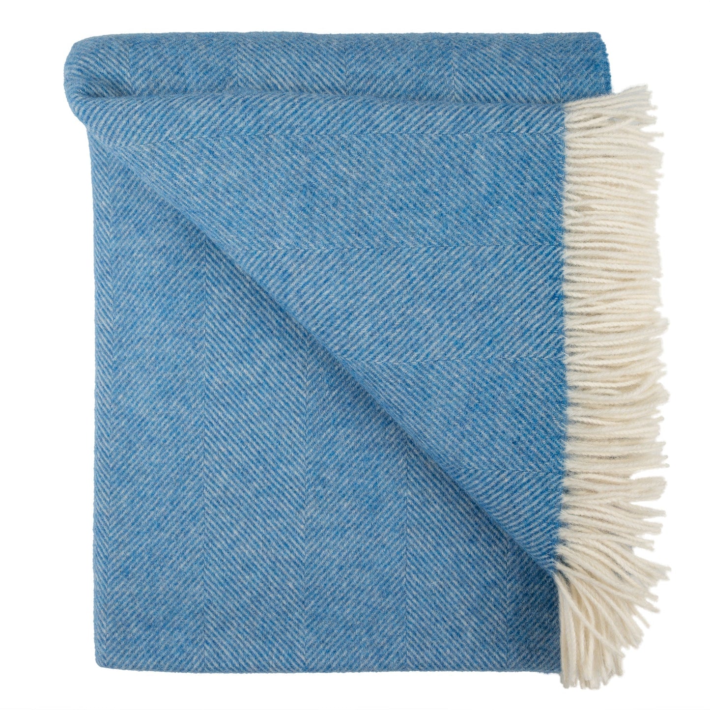 Southampton Home Shetland Lambswool Herringbone Throw – Ocean Blue | Woven in England