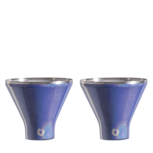 Stainless Steel Martini Glass, Set of 2 - Shimmer Blue