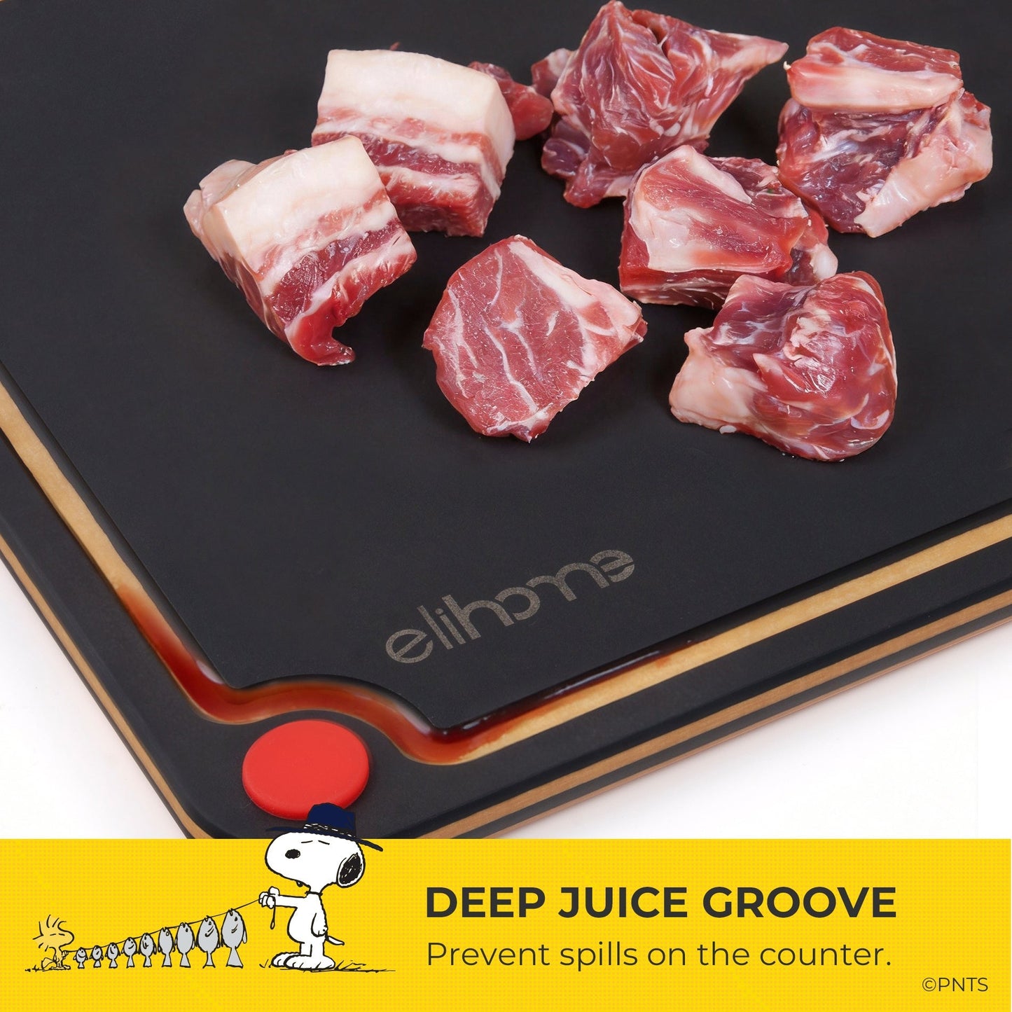 Elihome x Peanuts  4-in-1 Double-Sided Color-Coded Cutting Board Set