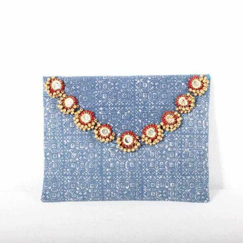 Oasis Batik Envelope Fabric Clutch With Bells - Thailand