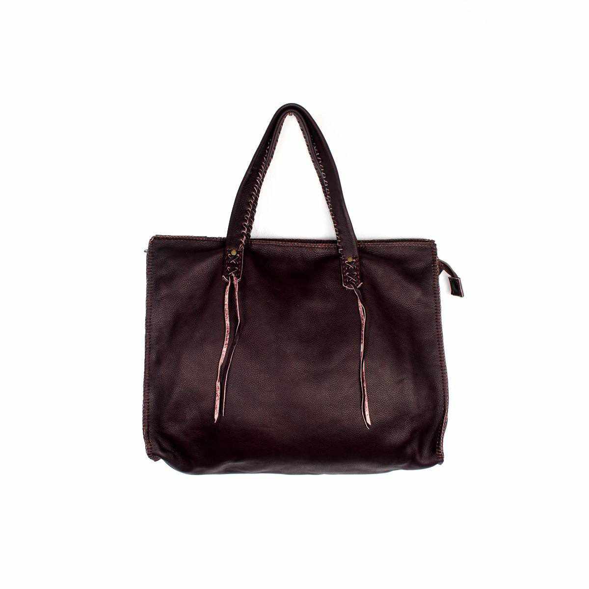 Leather Boho Tribal Tote Bag - Thailand
