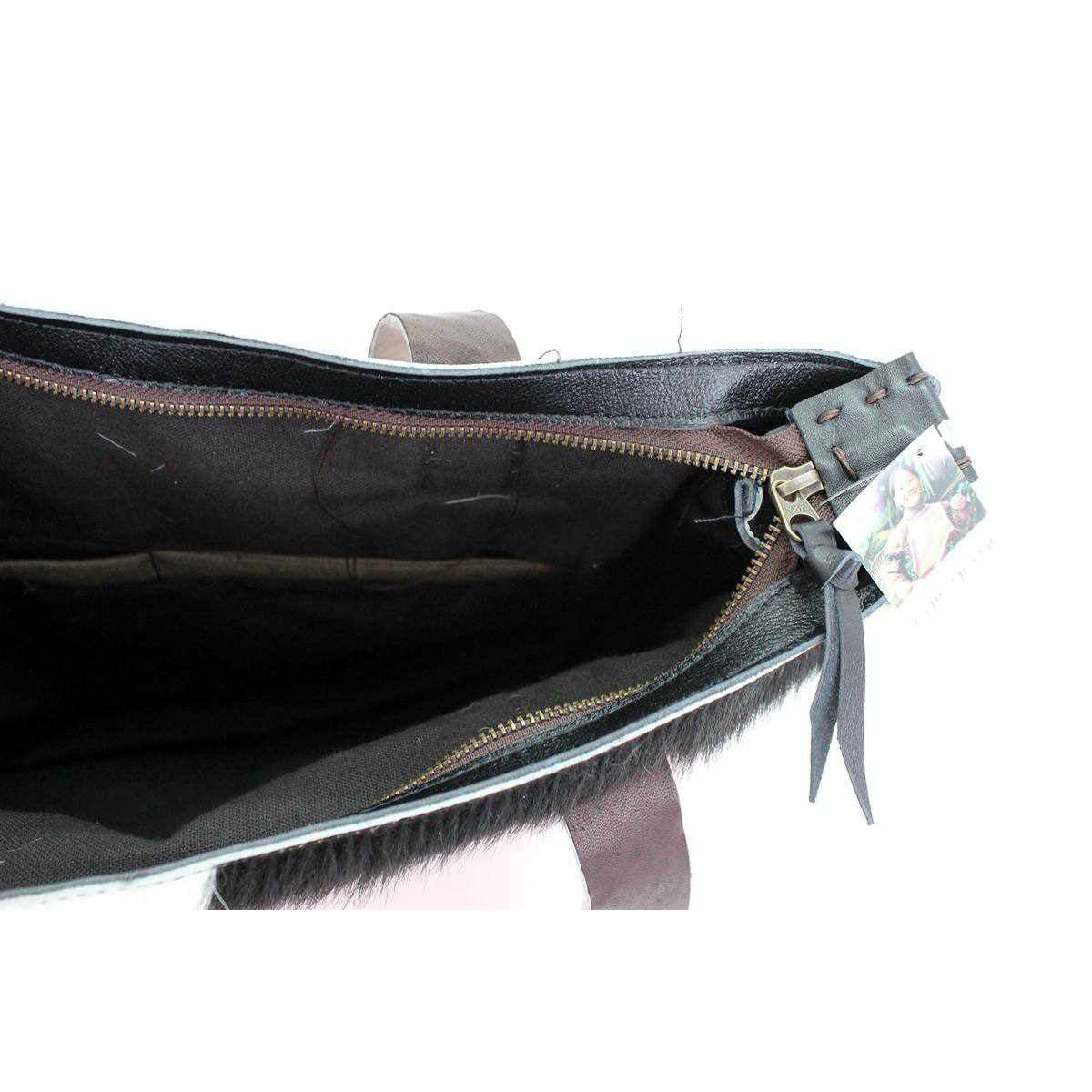 Upcycled Hmong Textile Cowhide One-of-a-kind Leather Tote Purse - Thailand