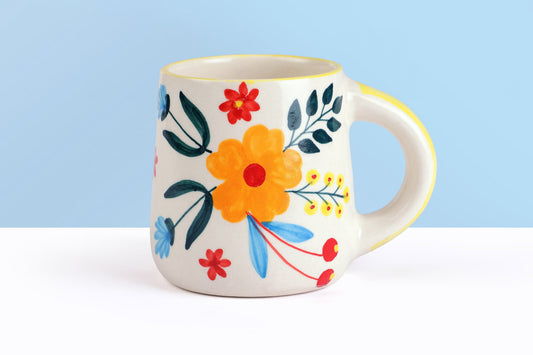 Floral Extravaganza Coffee Mug- Multi ,  3.5 X 2.5 Inches ( Set of 2 )