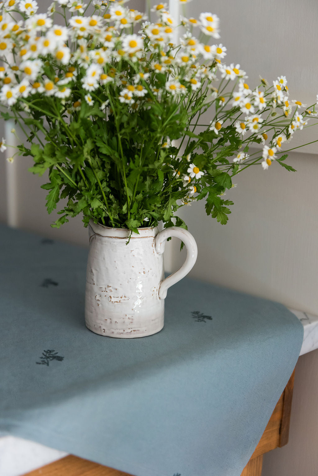 Blue Fleur Embroidered Tablecloth by Galley and Fen