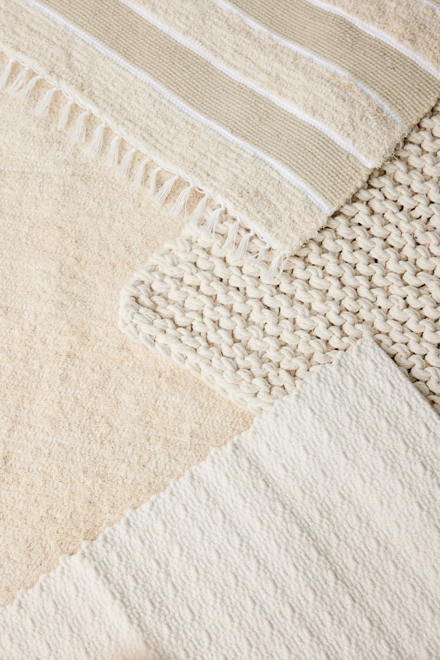 Tabby Cotton Natural Ecru Shag Mat