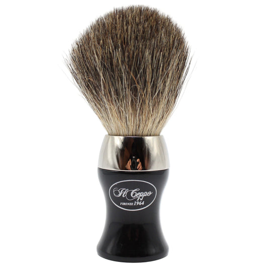 Il Ceppo Silver Black Handle Pure Badger Bristle Shave Brush