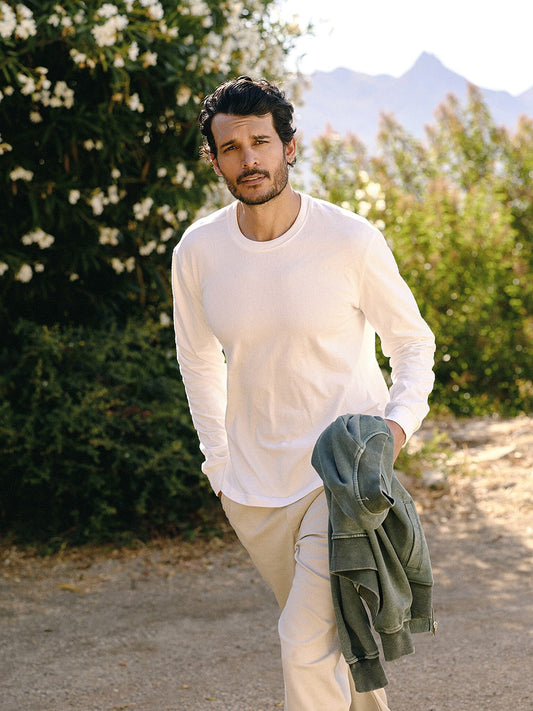 Bowery Essential Cotton Jersey Relaxed Fit Long Sleeve Tee