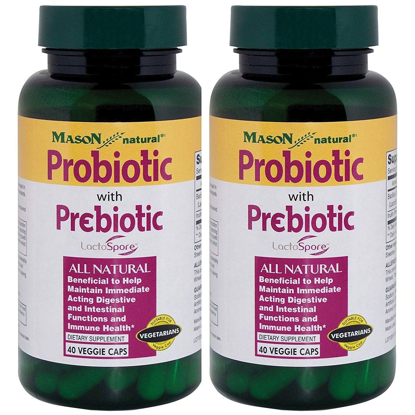 Mason Natural Probiotic With Prebiotic 1 Billion, 40 Veggie Caps