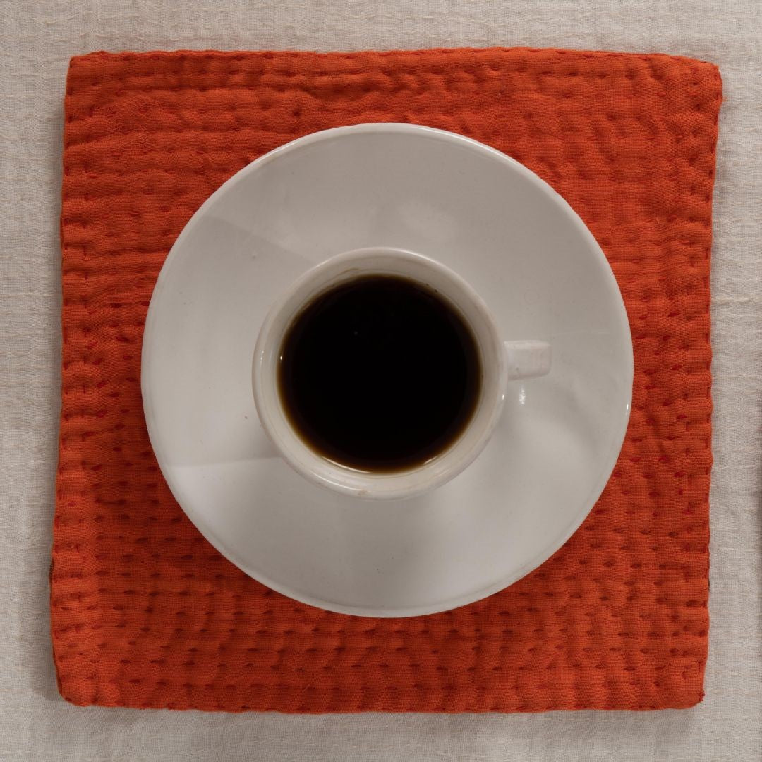 Mosaic Fray Handmade Kantha Vintage Coaster Set  - Carrots