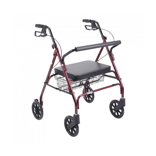 Drive Medical Heavy Duty Bariatric Red Rollator Walker With Large Padded Seat