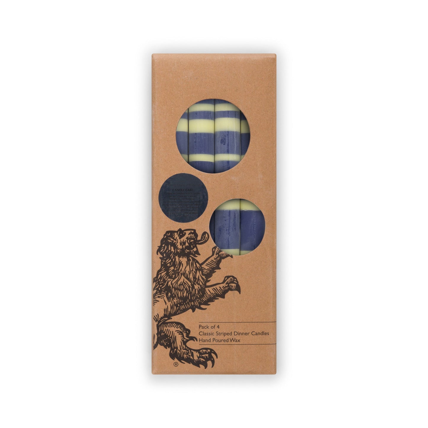 Striped Dinner Candles in Midnight and Jasmine