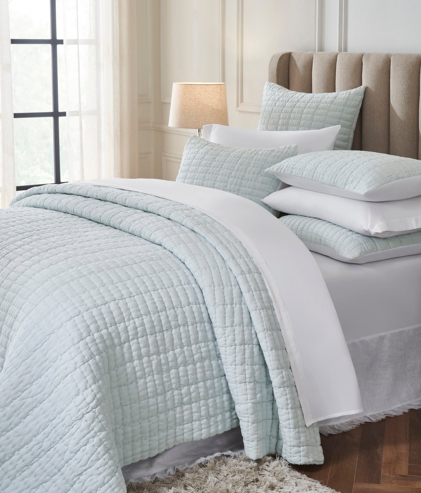 Logan Grid European Linen Quilt