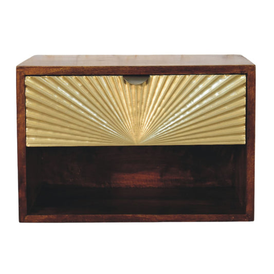 Solid Wood Sunburst Wall-Mounted Bedside