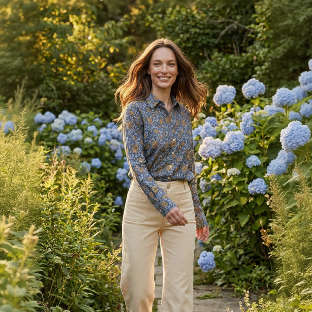 Good Boyfriend Shirt - Ojai Floral Coastal Blue Fawn