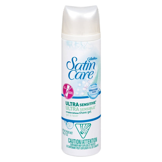 Gillette Venus Satin Care Ultra Sensitive Skin Shave Gel, Shaving Cream For Women, Fragrance Free, 7 Ounce