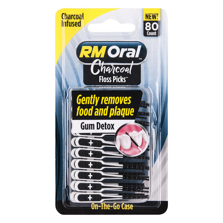 RM Oral EZ Floss Picks, Gum Detox, Charcoal