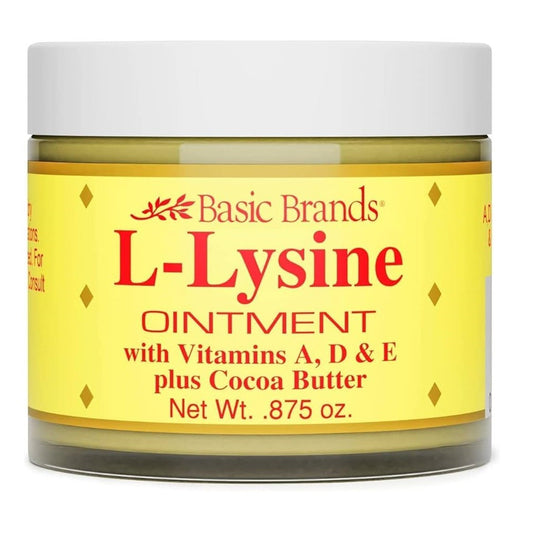 Basic Organics L-Lysine Lip Ointment For Herpes Cold Sore Treatment - 0.875 Oz