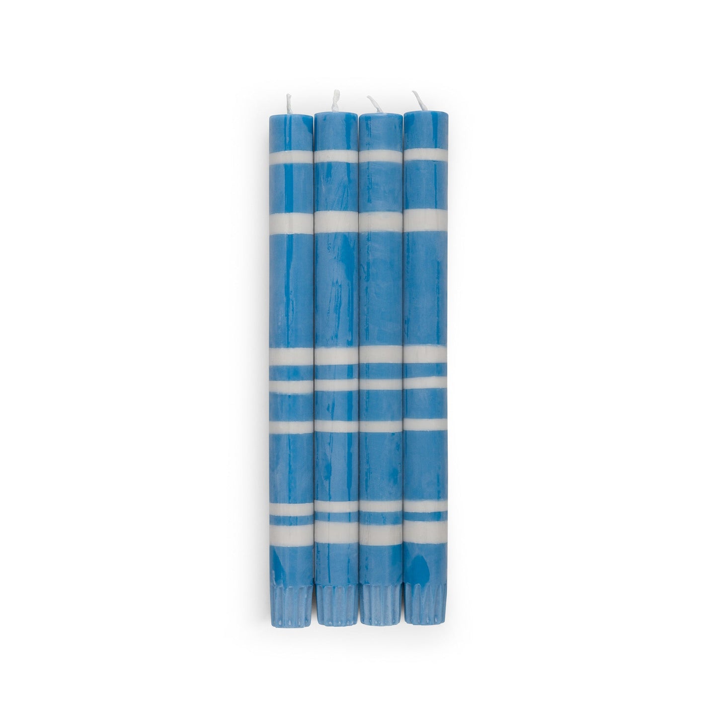 Striped Dinner Candles in Nanking and Gull Grey