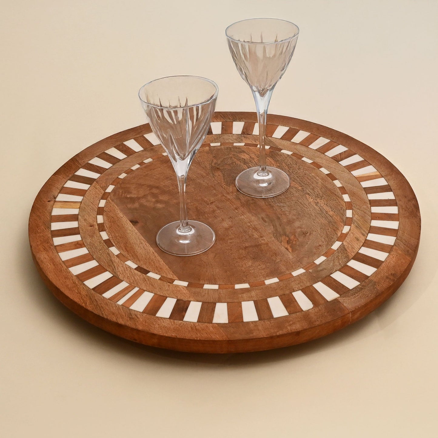 Lazy Susan | Mango Wood | handcarved Rustic Serving Piece