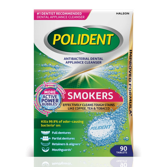 Polident Smokers Antibacterial Dental Appliance Cleanser Tablets