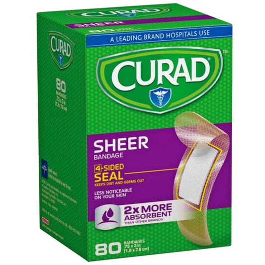 Curad Sheer Adhesive Bandages, Clear