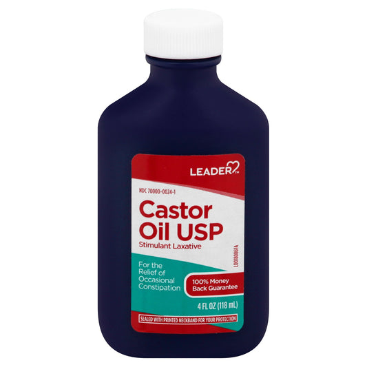 Leader Castor Oil USP, 4 Oz