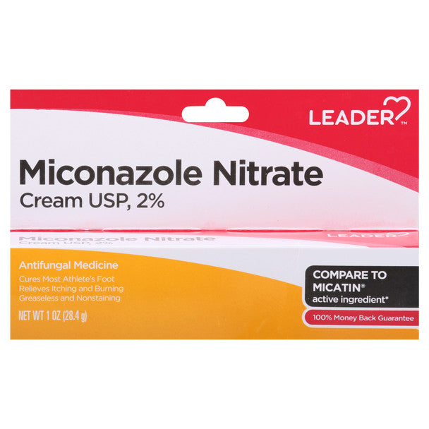 Leader Miconazole Nitrate 2%, AntiFungal Cream, 1 Oz