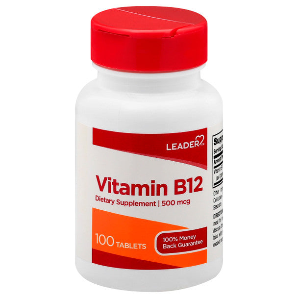 Leader Vitamin B12 Dietary Supplement 500 Mcg Tablets