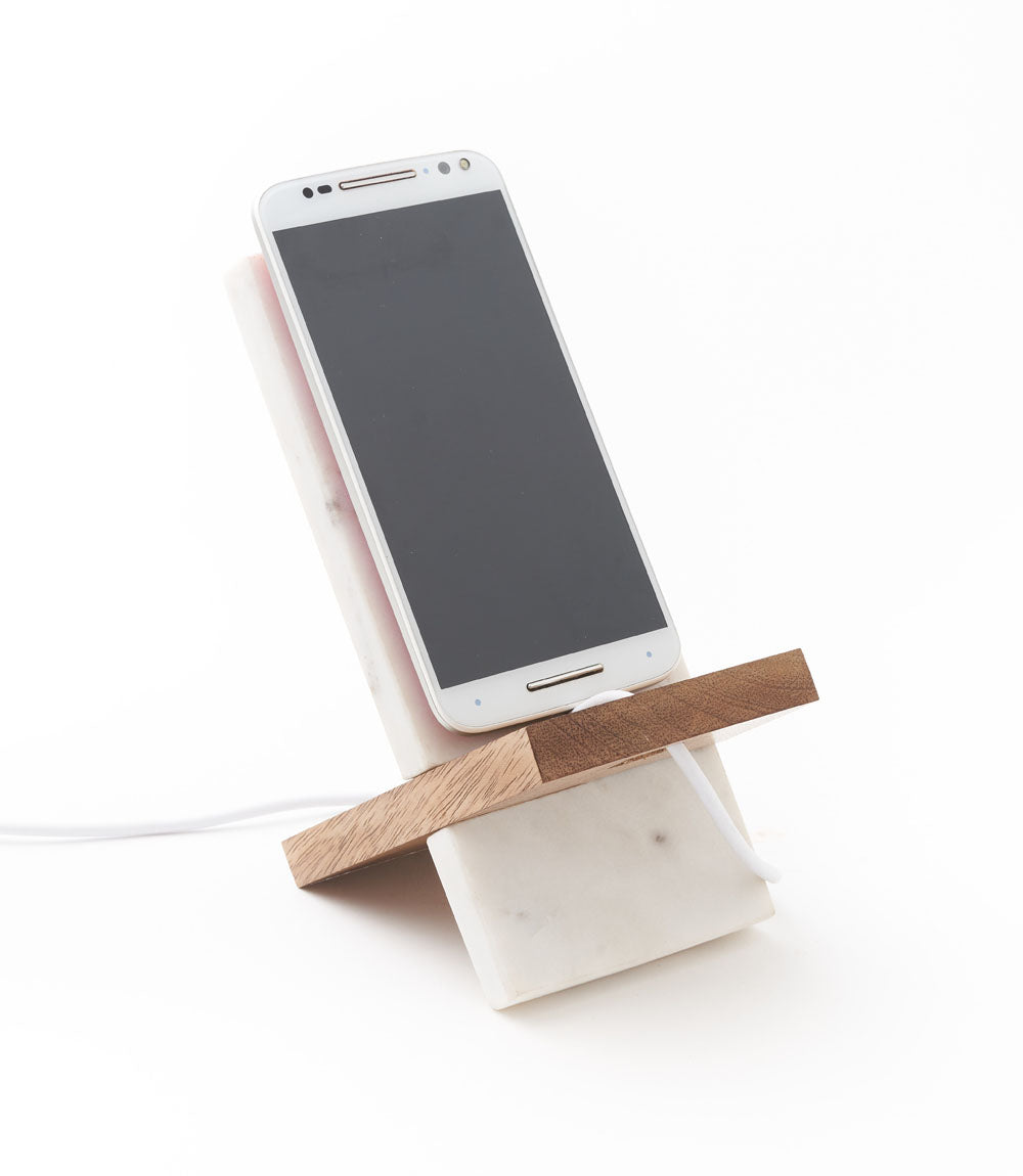 Indukala Moon Phase Phone Stand for Desk - Wood, Marble, Brass - Osadia Concept Store