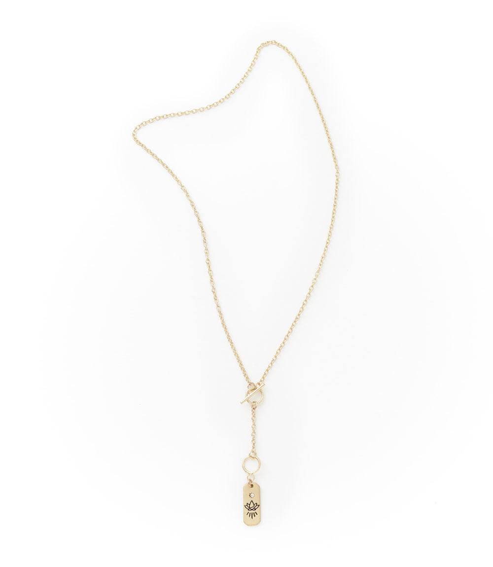 Ruchi Lotus Charm Dainty Drop Lariat Necklace - Osadia Concept Store
