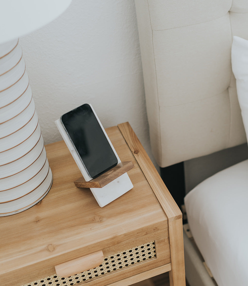 Indukala Moon Phase Phone Stand for Desk - Wood, Marble, Brass - Osadia Concept Store