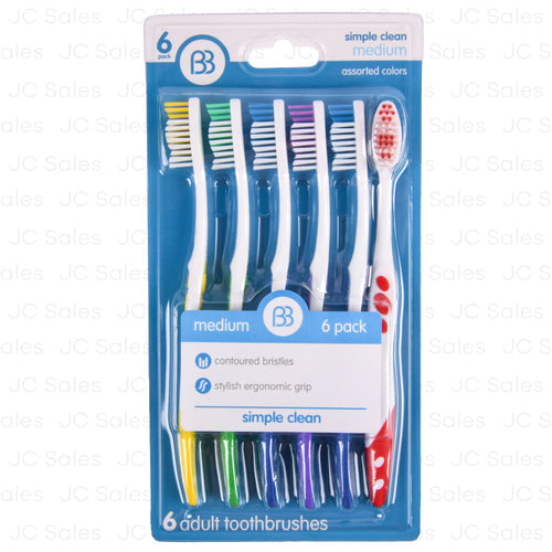 Brush Buddies Simple Clean Toothbrush Medium -- 12 Per Box