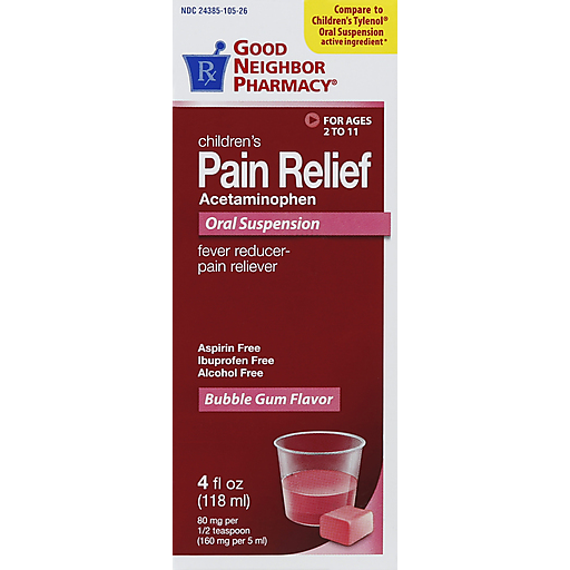 Good Neighbor Pharmacy Gnp Child Pain Relief Bubble Gum Suspension 4 Oz