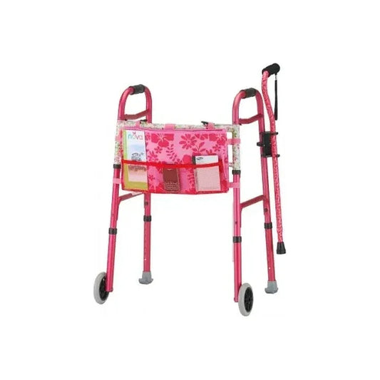 Medical Walkers Nova Folding Walker W/5 Wheels Dsnr Pink 4080RW5
