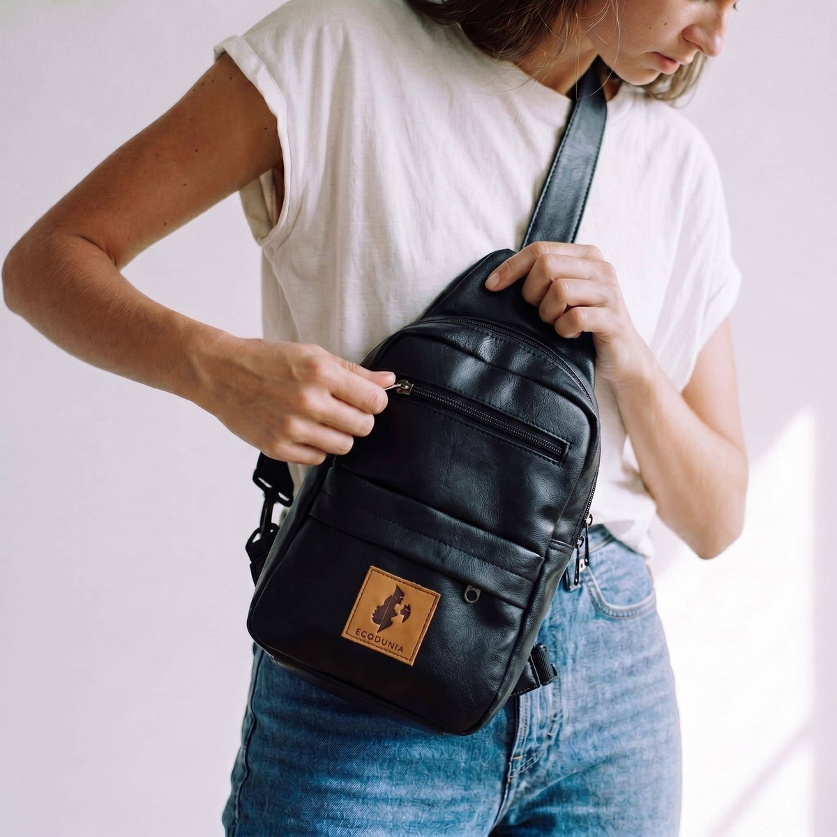 Vegan Leather Crossbody Bag for Women | Umoja Large Sling Bag for Men