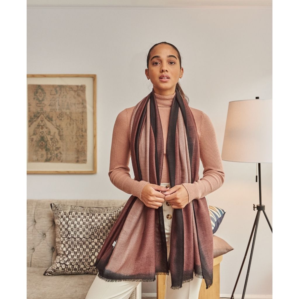 Iris Mink Cashmere Merino Handwoven Scarf