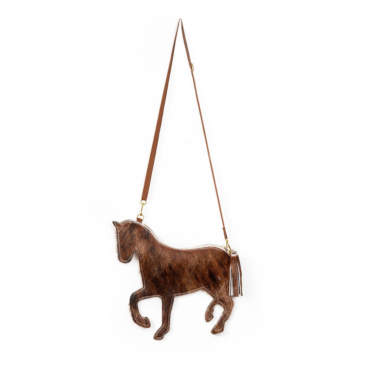 Horsie in Tricolor Hair on Leather