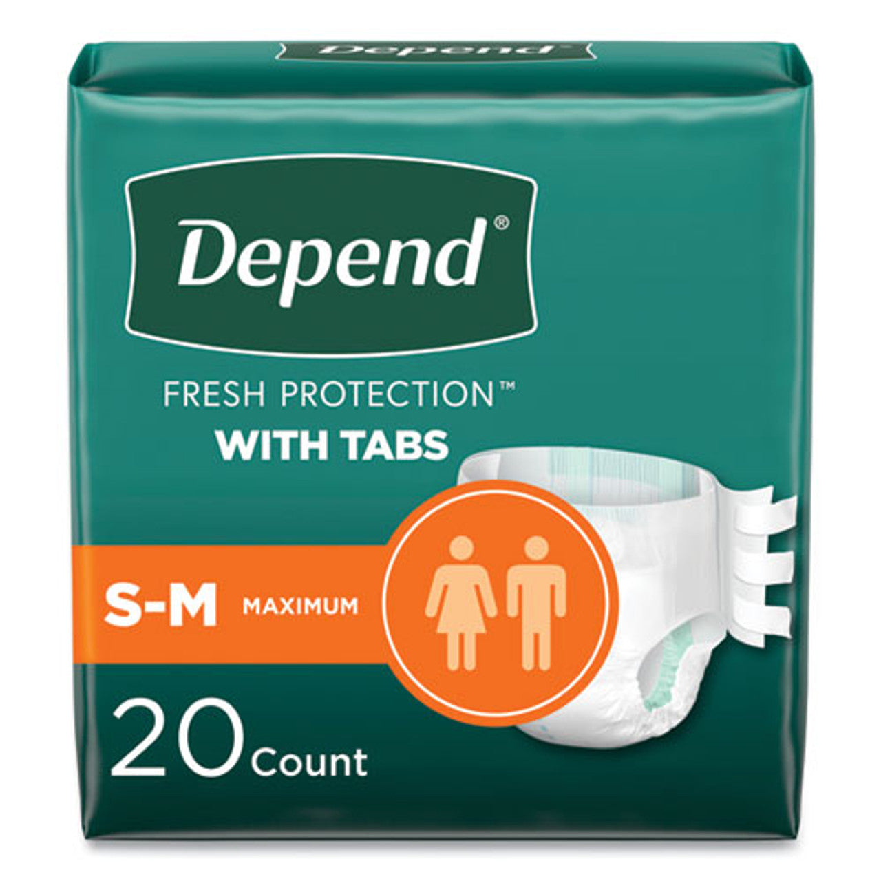 Depend Incontinence Protection With Tabs, Unisex, Maximum Absorbency