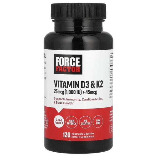 Force Factor Vitamin D3 & K2 120 Vegetable Capsules