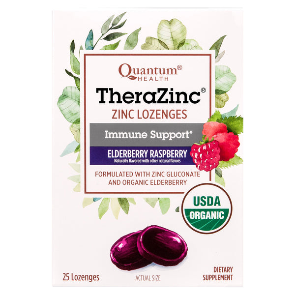 Quantum Health TheraZinc Zinc Lozenges Elderberry Raspberry
