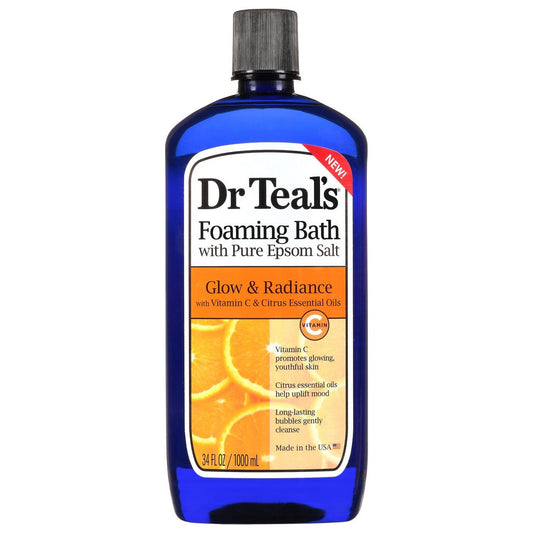 Dr Teal's Glow Radiance Foaming Bath With Pure Epsom Salt 34 Fl Oz Bottle