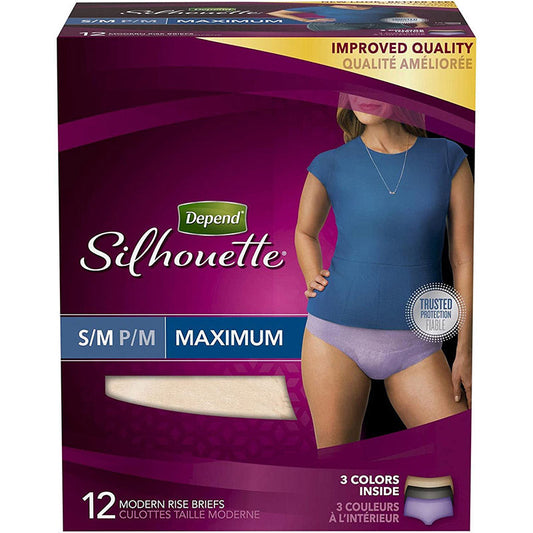 Depend Silhouette For Women Briefs Maximum Absorbency S/M