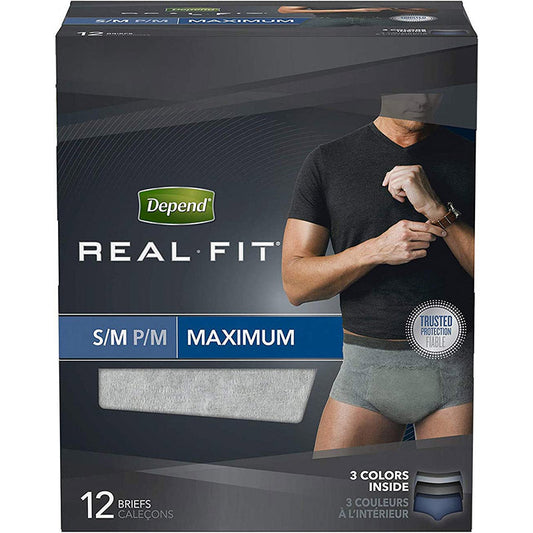 Depend Real Fit For Men Maximum Absorbency Briefs S/M