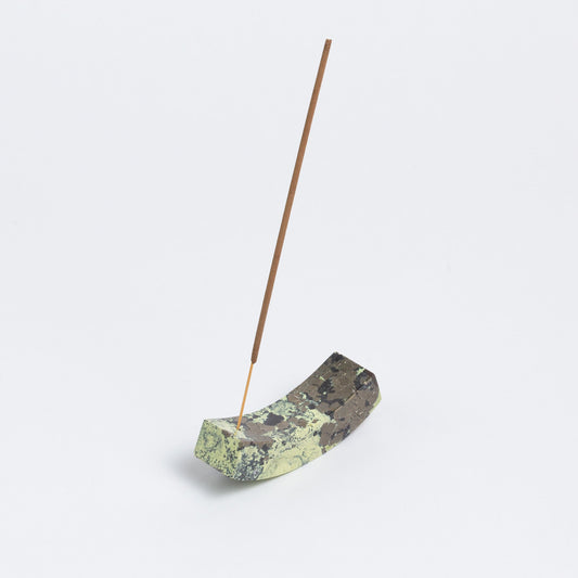 Smile gemstone incense holder - serpentine green