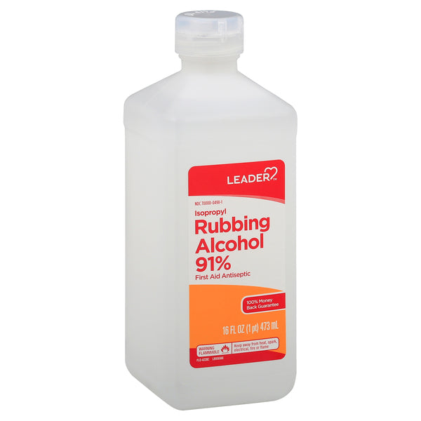 Leader Rubbing Alcohol, Isopropyl, 91%, 16 Fl Oz