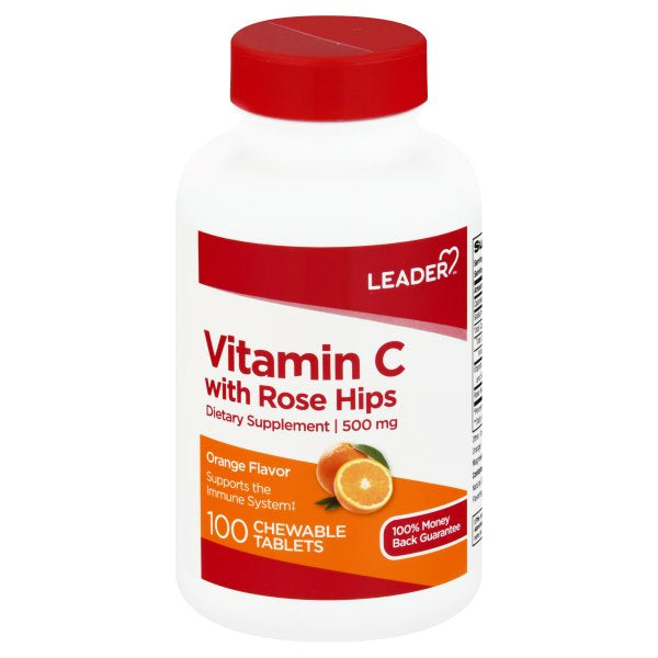 Leader Vitamin C, 500 Mg, Chewable Tablets, Orange Flavor