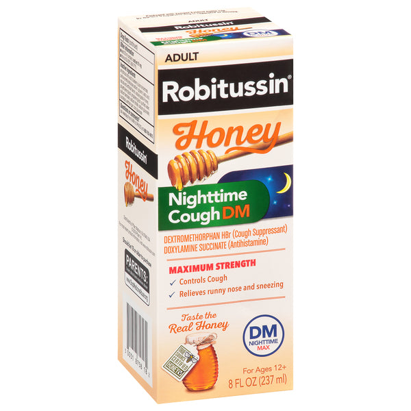 Robitussin Adult Maximum Strength Honey Nighttime Cough DM 8 Fl Oz