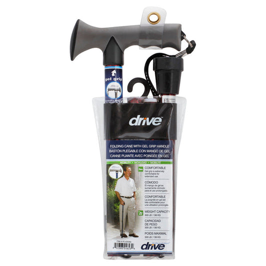 Drive Medical Adjustable Lightweight Red Crackle Folding Cane With Gel Hand Grip