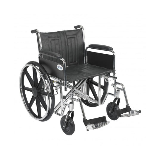Drive Medical Sentra EC Heavy Duty Wheelchair, Detachable Full Arms, Swing Away Footrests, 22" Seat